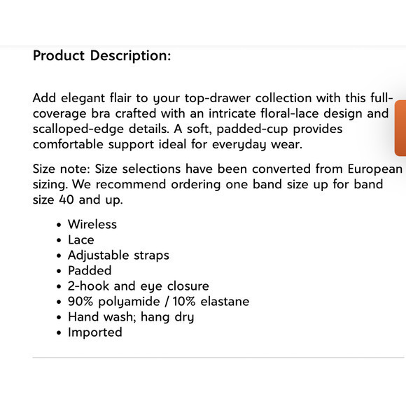 NWT Naturana Beige Floral-Lace Scalloped-Edge Wireless Full-Coverage Bra - Picture 4 of 8